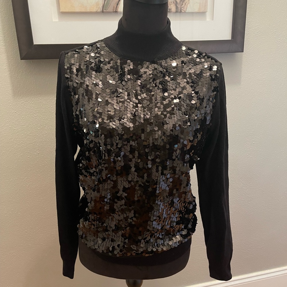 NWOT ANN TAYLOR SEQUIN FRONT TURTLENECK SWEATER SMALL
